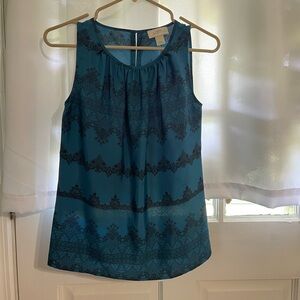 LOFT Blue and Black Sleeveless Blouse